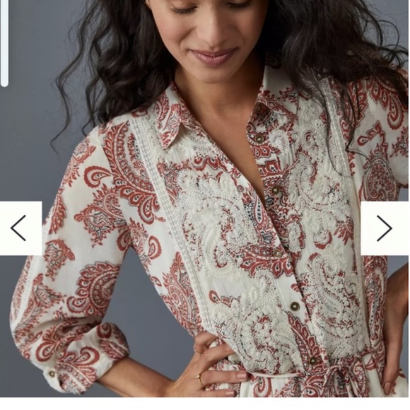 Anthropologie Aleah Allaire Paisley Printed Maxi Dress Cottagecore Lace boho - Picture 4 of 13